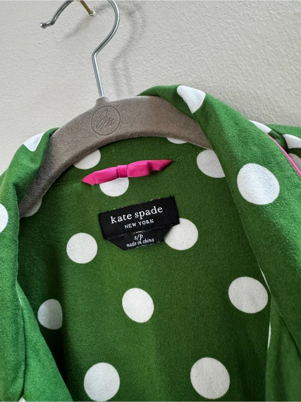 Kate Spade Green White Pink Polka Dot Pajama Sleep Top Small